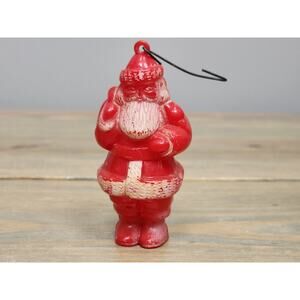Vintage 1950's Irwin Santa Claus 3” Hard Plastic Candy Container Ornament